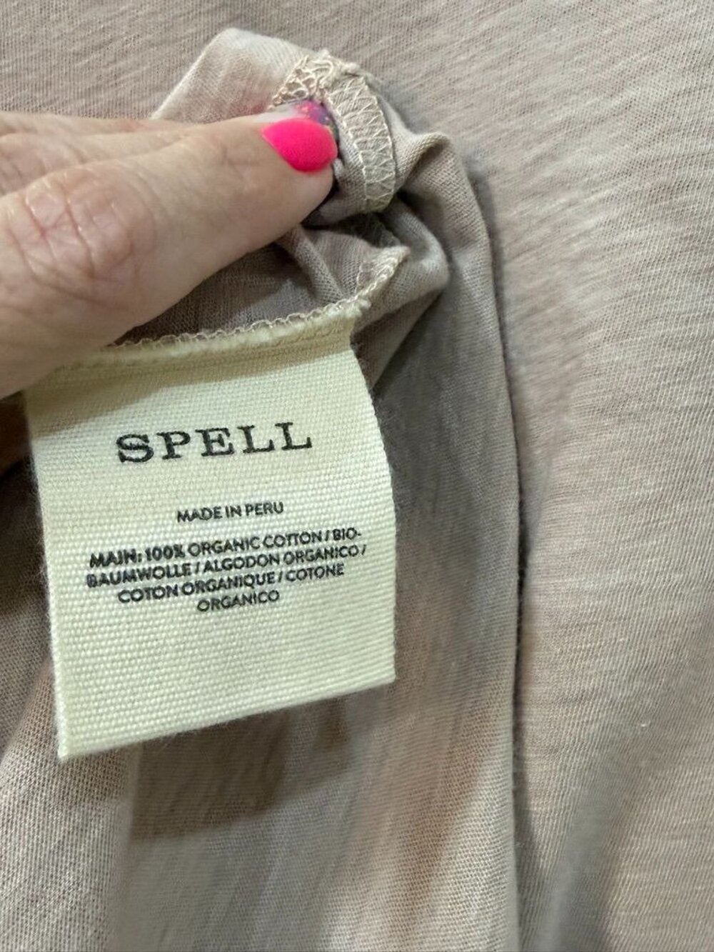 Spell NWT Coco Cantina Biker Tee Graphic Organic Cotton Beige S - Picture 5 of 10